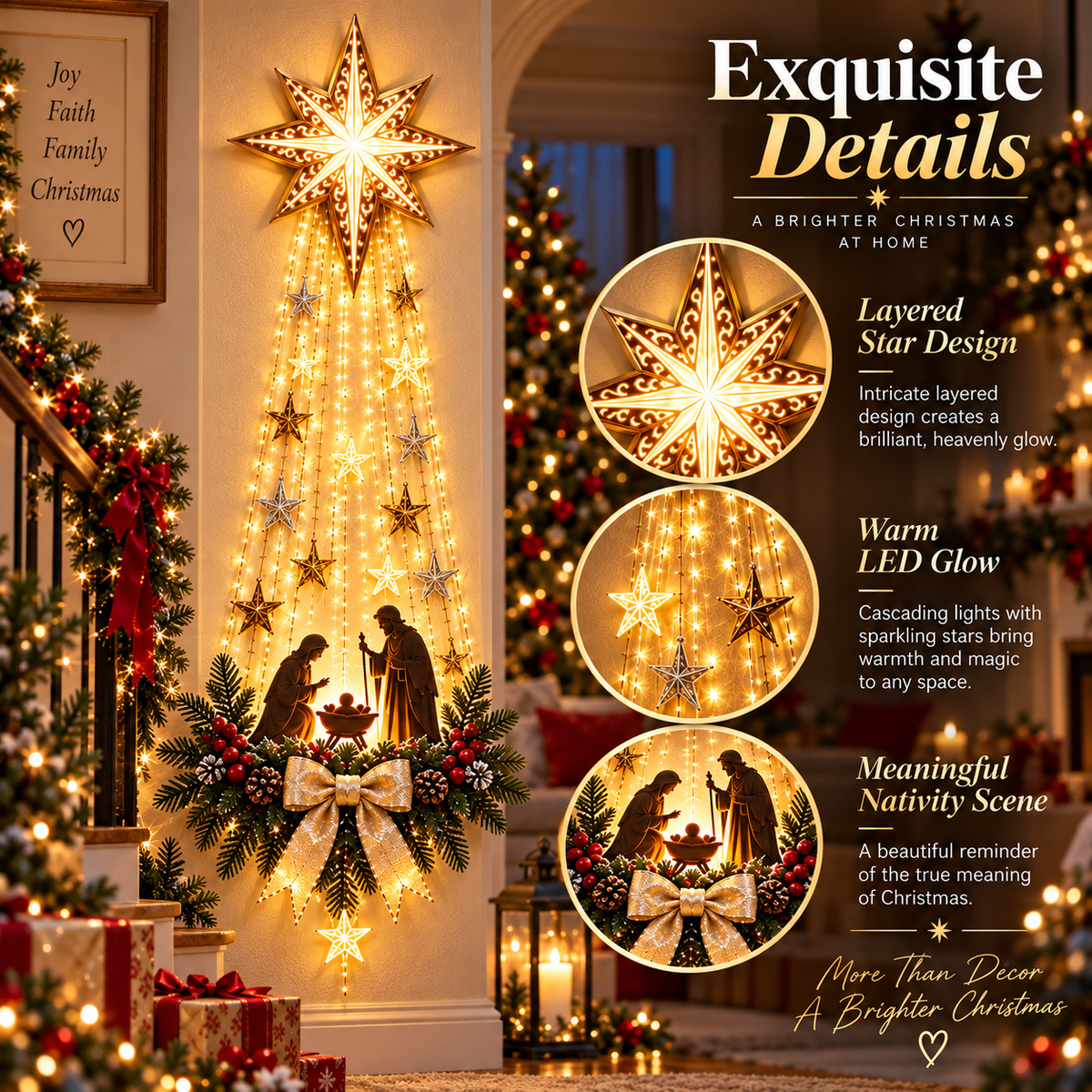 Bethlehem Star Christmas wall decor detailed design