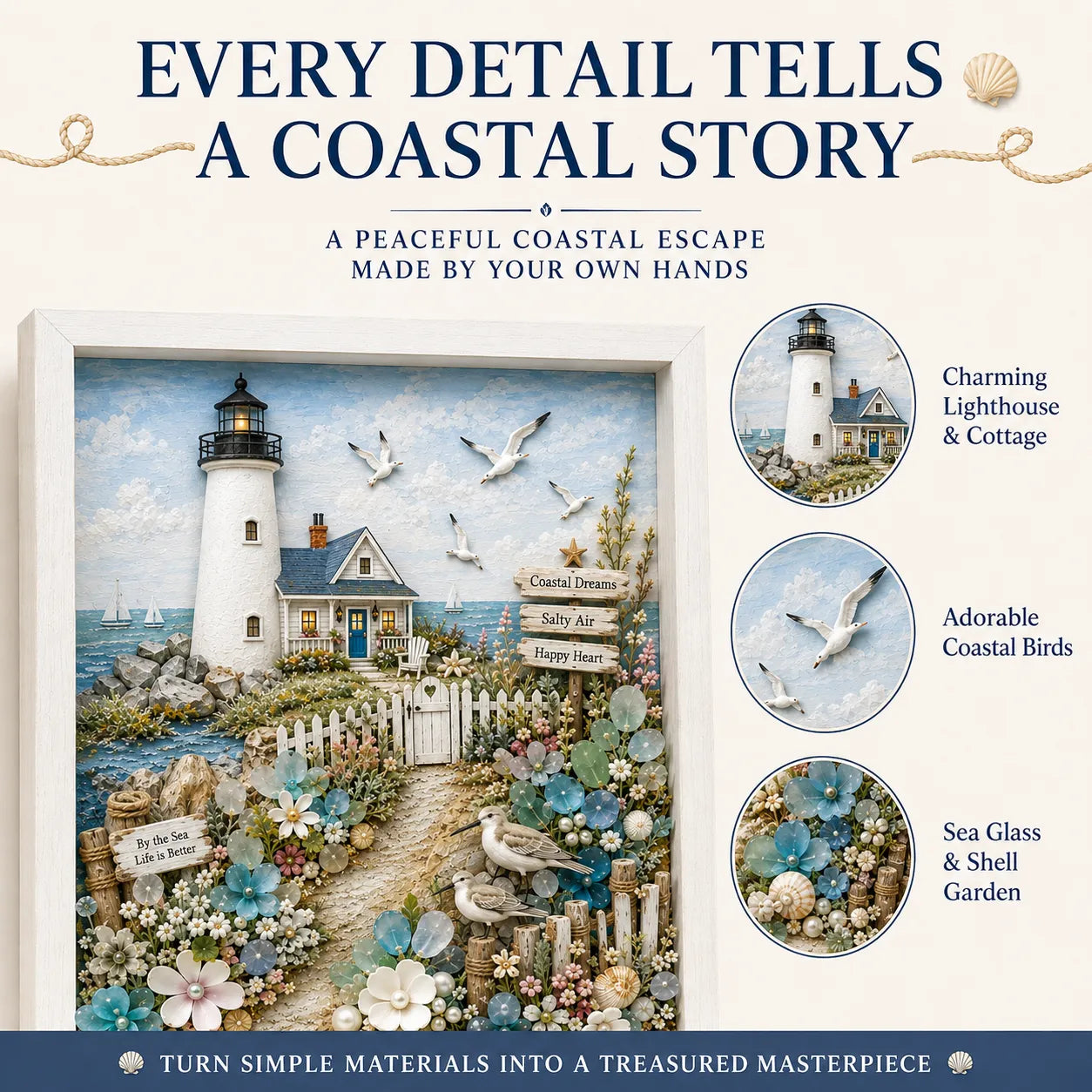 🐚 Seaside Serenity 3D Shadow Box DIY Kit ✨