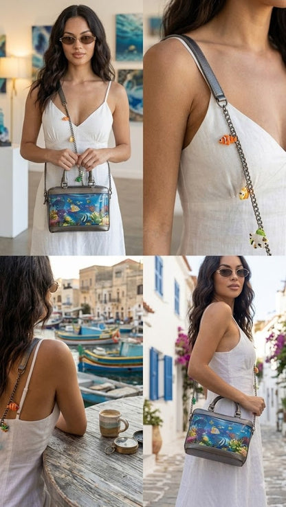3D Tropical Aquarium Handbag – Convertible Crossbody & Top-Handle Purse