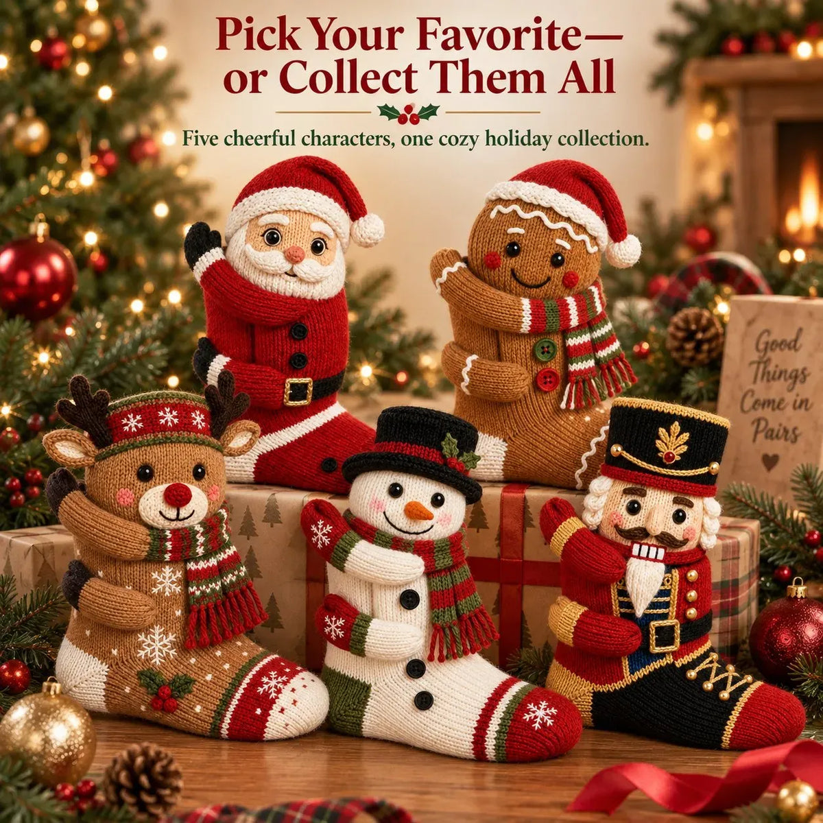 ⏳ Last Day 49% OFF – 🧦 3D Hugging Christmas Socks | 5 Festive Character Styles with Cute Wraparound Arms for Cozy Holiday Wear 🎄