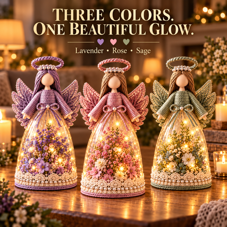 Lavender Purple Rose Pink and Sage Green floral angels