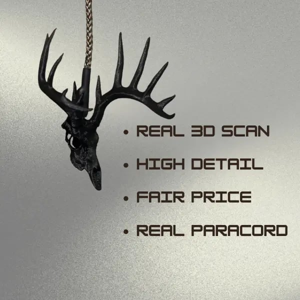 🦌💀 Wild Trail Deer Skull Mirror Charm – 3D Rustic Hanging Truck & Car Decor, Unique Gifts for Hunters & Outdoor Lovers 🎁