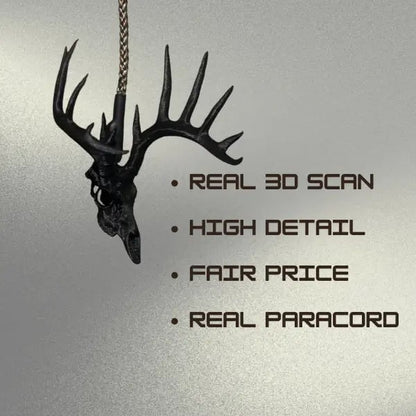🦌💀 Wild Trail Deer Skull Mirror Charm – 3D Rustic Hanging Truck & Car Decor, Unique Gifts for Hunters & Outdoor Lovers 🎁