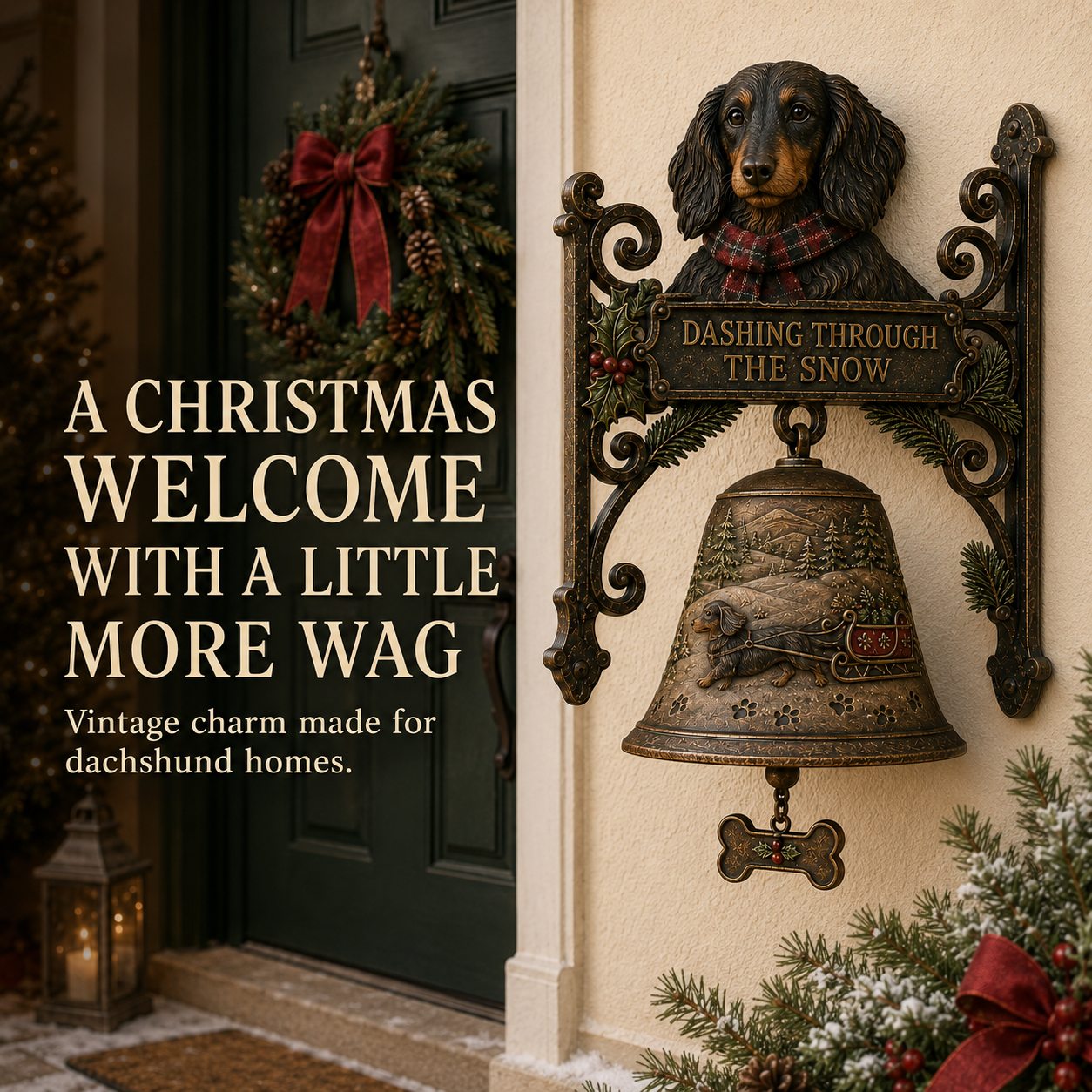 🐕 Dashing Through the Snow – Dachshund Christmas Sleigh Bell 🎄