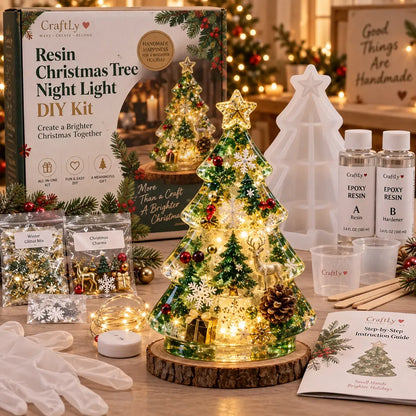 🎄✨ DIY Christmas Glow Tree – Beginner-Friendly Resin Craft Kit with Lights & Festive Decorations