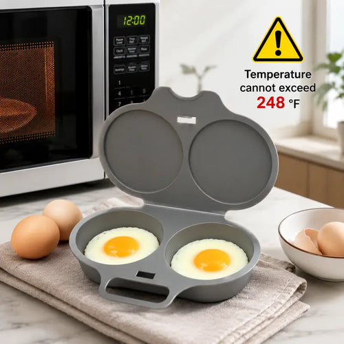 BPA-Free Microwave 2-Cup Egg Steamer Mold (Dark Gray) – Non-Stick Quick Prep Egg Cooker