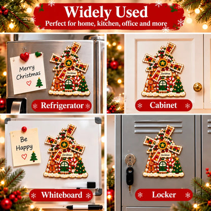 Plymagic DIY Pearl Art - Christmas Windmill Refrigerator Magnet
