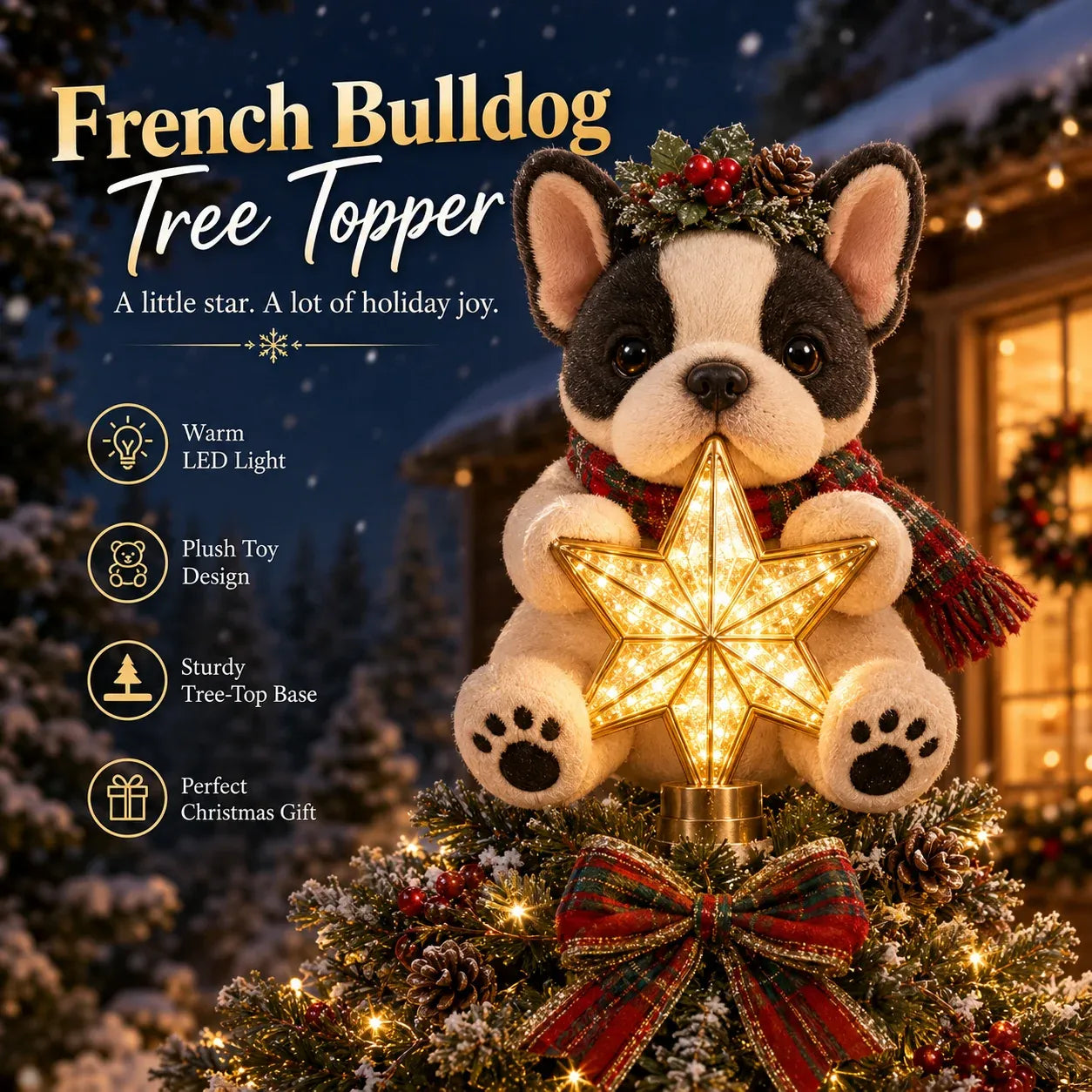 🐶✨ Cheerful Puppy Christmas Tree Topper