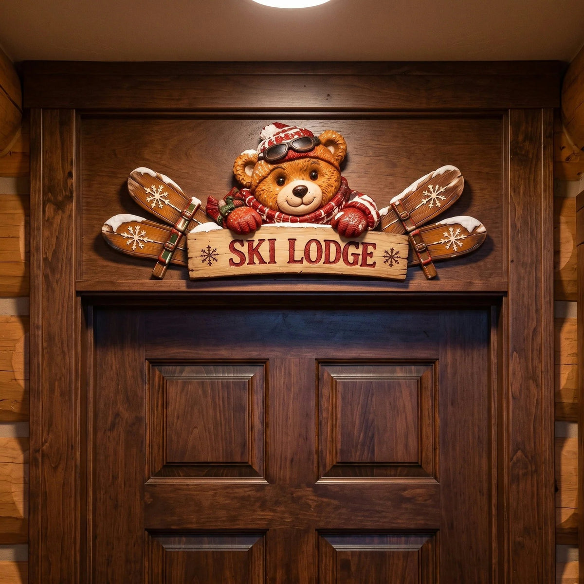 🎄 Rustic Winter Mountain Cabin Door Frame Decor