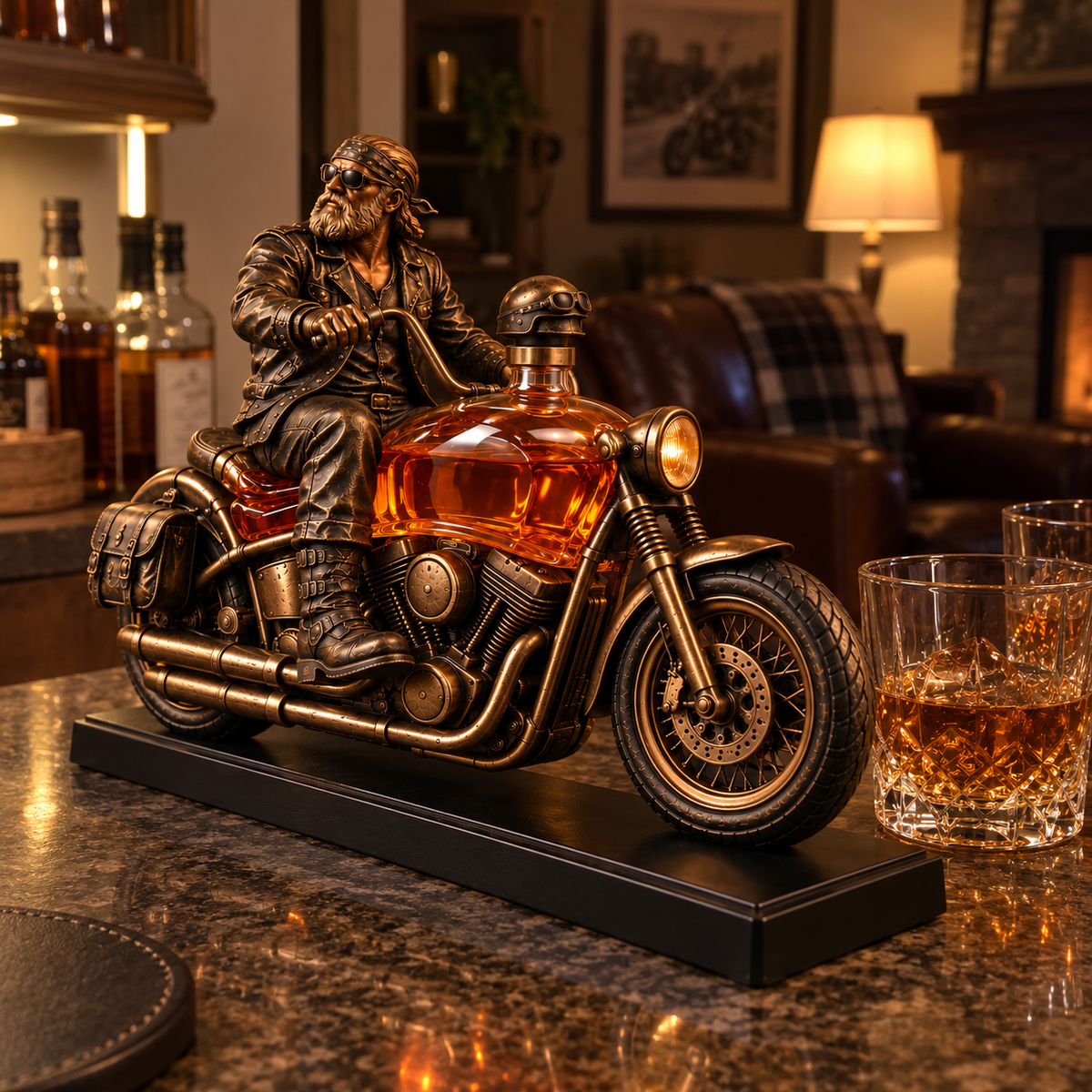 Old Biker Soul Motorcycle Whiskey Decanter