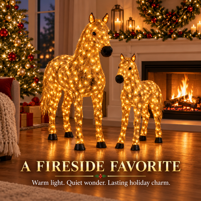 🐴✨ Illuminated Christmas Set With Two Horses