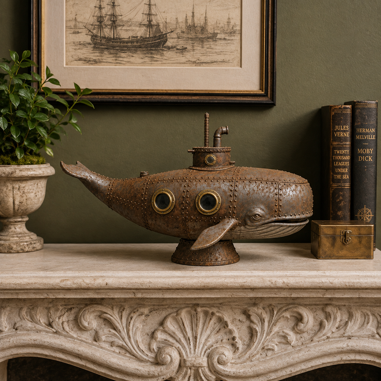 Vintage Mechanical Whale Sculpture