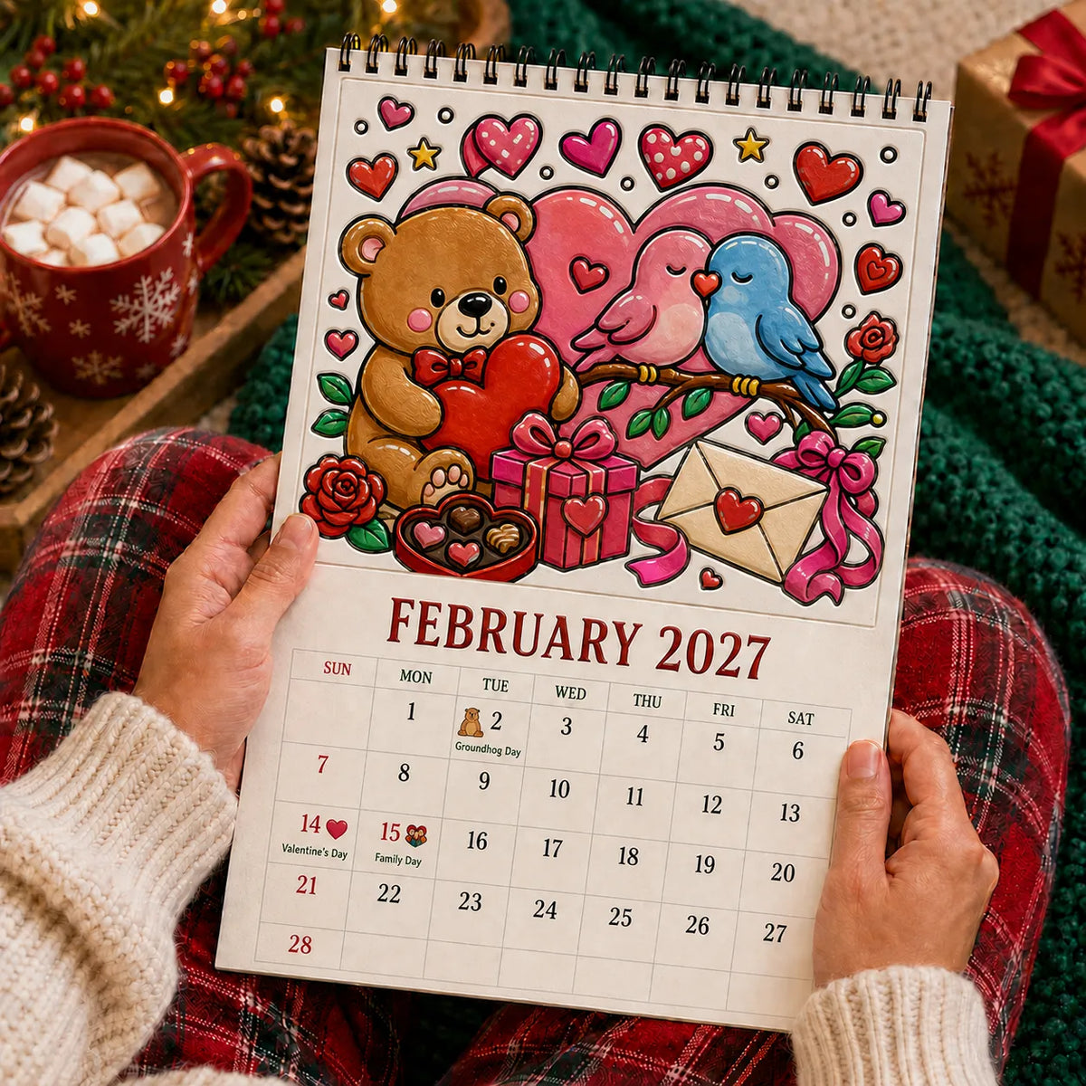 🎨Color The Year 2027: Trace-By-Groove Creative Calendar📅| Seasonal Guided Coloring Wall Calendar With Markers