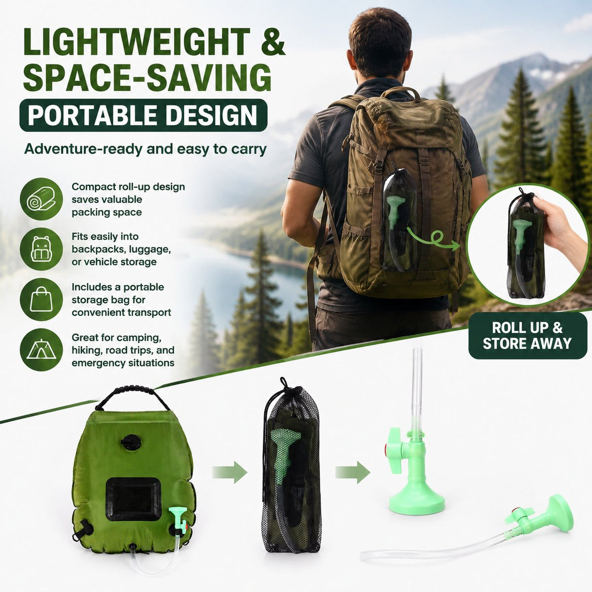 ⭐☀️ Portable Solar Camping Shower Bag