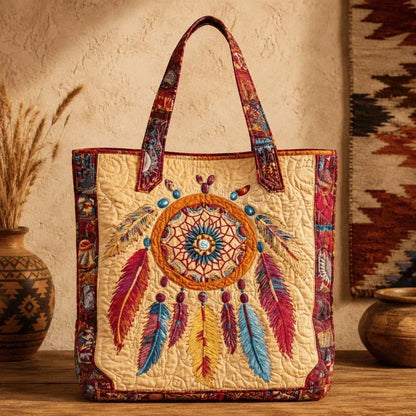🐎Western Heritage Quilted Tote – Horse, Bison & Feather-Inspired Everyday Bag