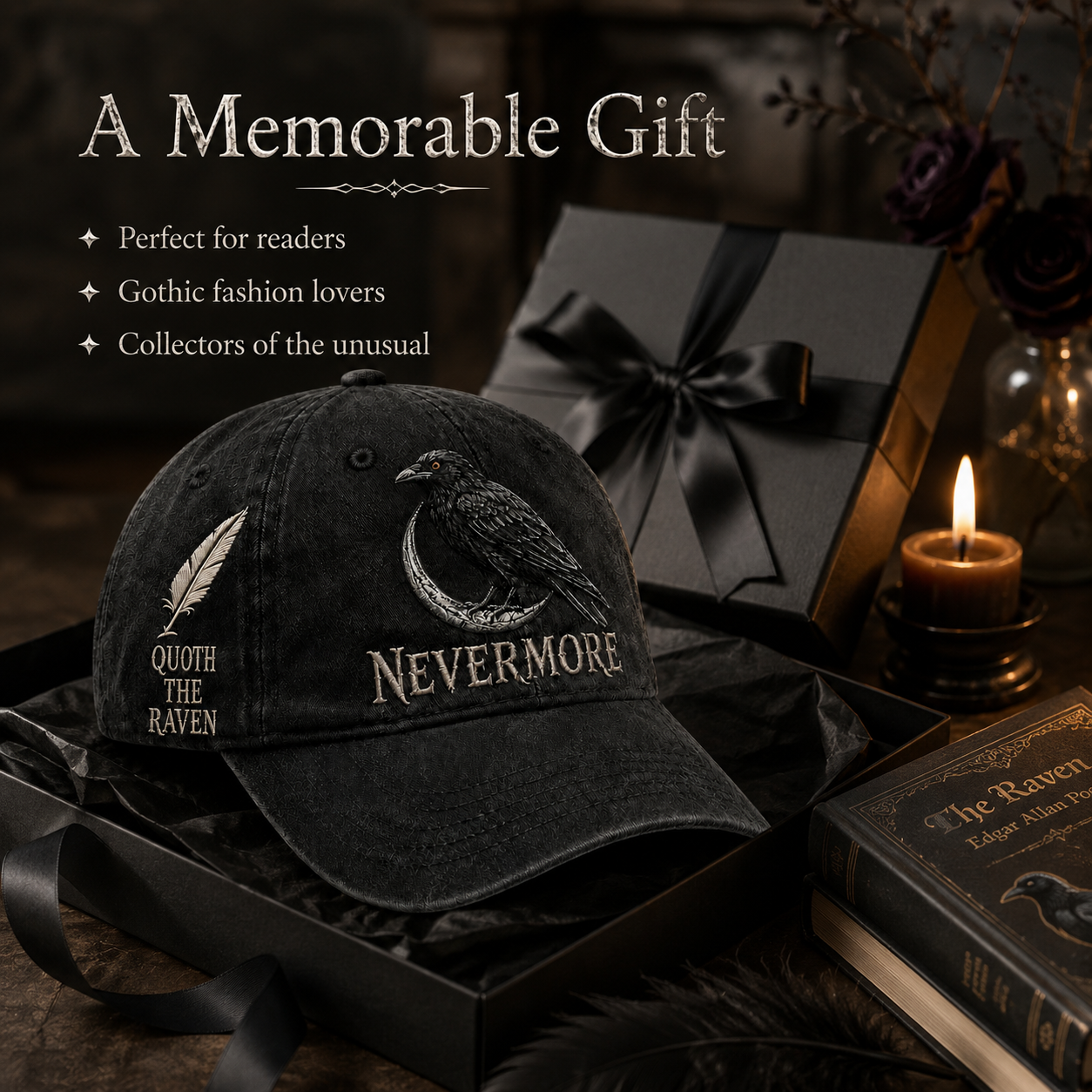⬛🐦Nevermore Raven Vintage Cap | Gothic Bird Lover Hat