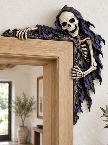 💀🚪 Creeping Reaper Corner Accent – Gothic Doorway Peeker for Halloween & Horror Décor