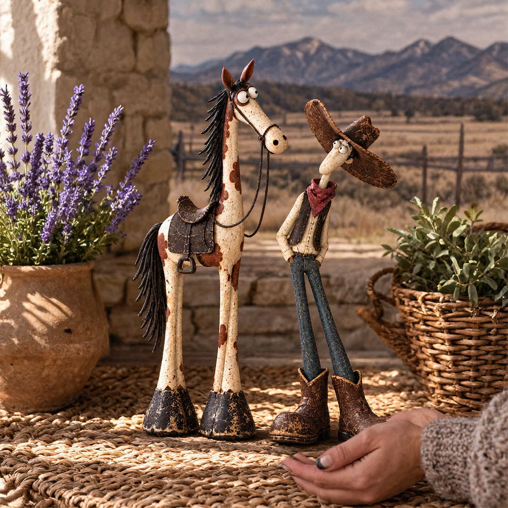 Expressive long-legged western horse figurine