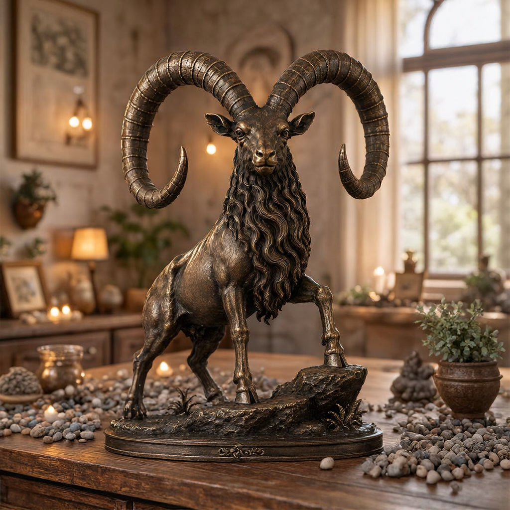 Vintage Grand Horn Ram Sculpture