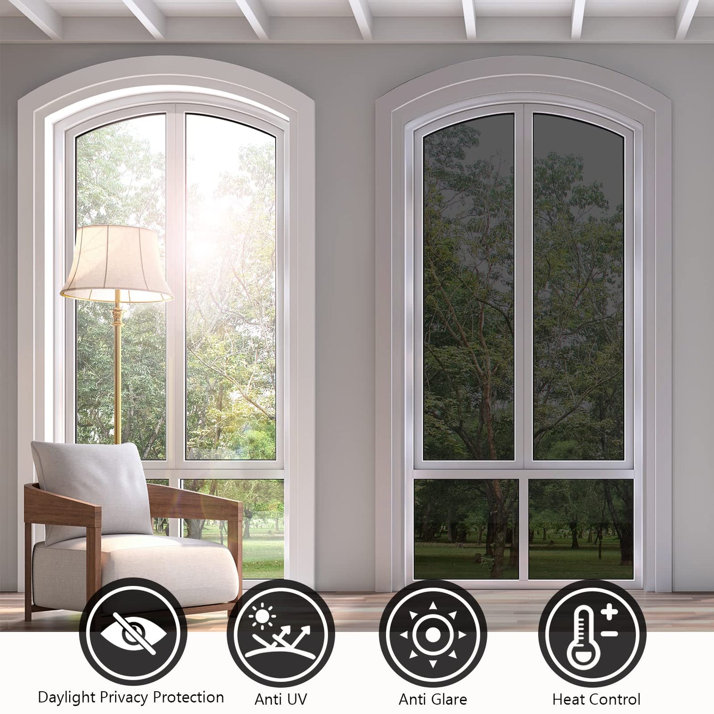 🪟☀️ Daylight Privacy & Heat Shield Film – UV-Blocking Window Cover for Home & Office