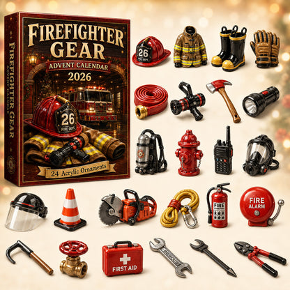 👨‍🚒Firefighter Gear Advent Calendar 2026 - 24-Day Festive Countdown, Acrylic Charms Blind Box
