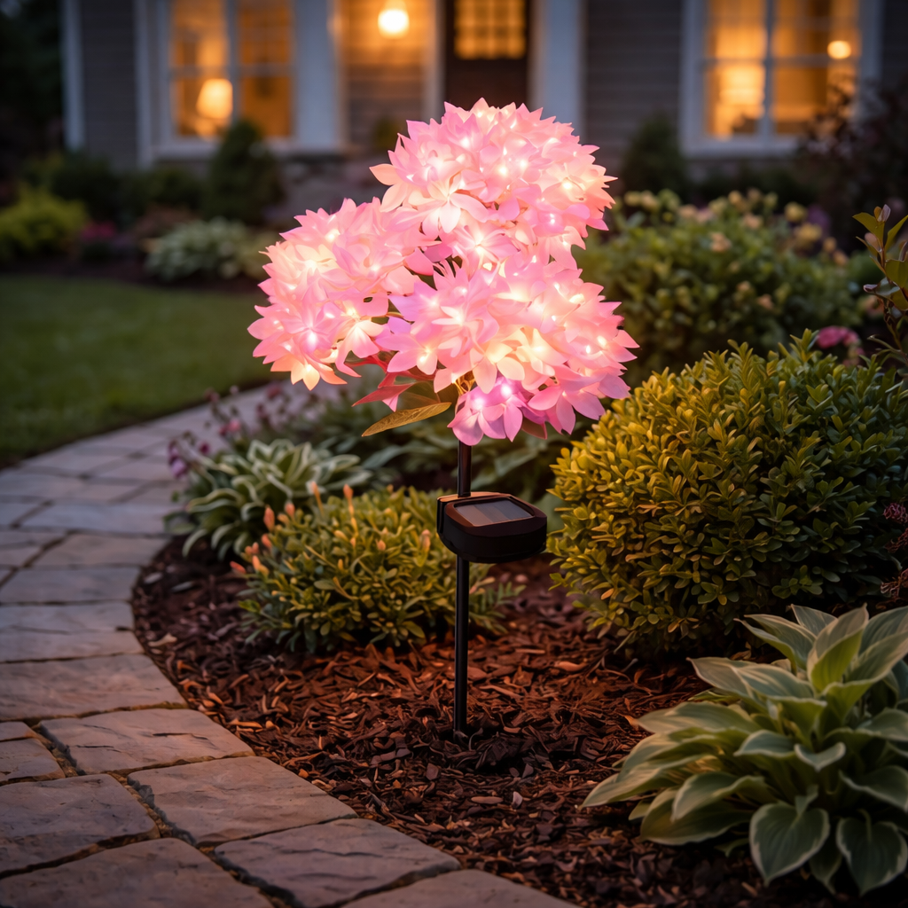 Waterproof Outdoor Solar-Powered Hydrangea Garden Light
