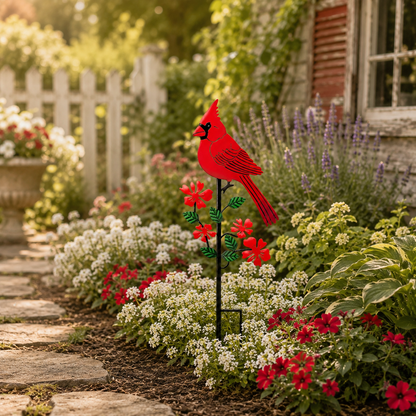 Red Bird Metal Garden Stake Decoration