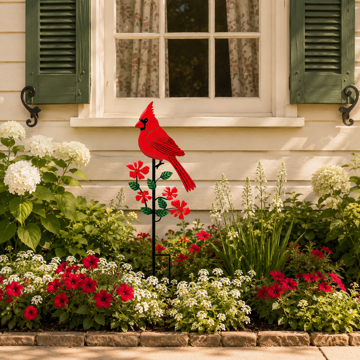 Red Bird Metal Garden Stake Decoration