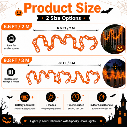 🎃⛓️ Solar-Powered Light-Up Halloween Chain Garland
