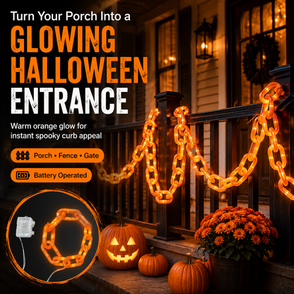 🎃⛓️ Solar-Powered Light-Up Halloween Chain Garland