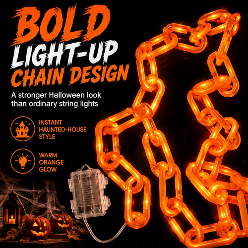 🎃⛓️ Solar-Powered Light-Up Halloween Chain Garland