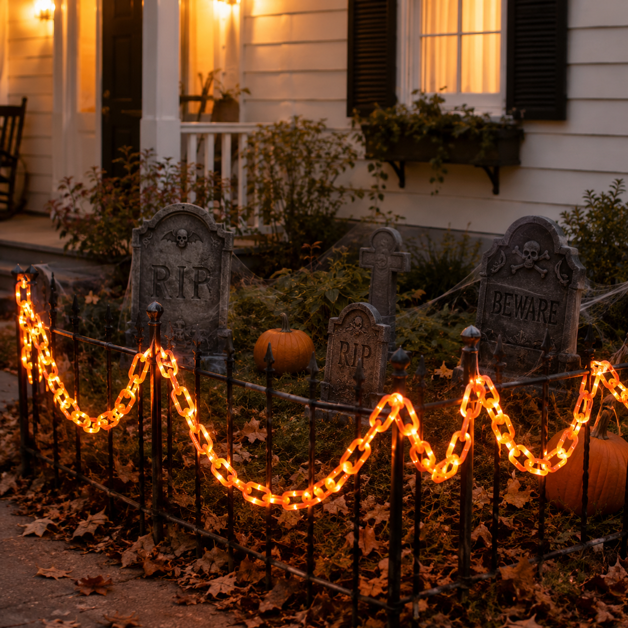 🎃⛓️ Solar-Powered Light-Up Halloween Chain Garland