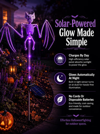 🦇💀 Haunted Bat Bone Solar Stake
