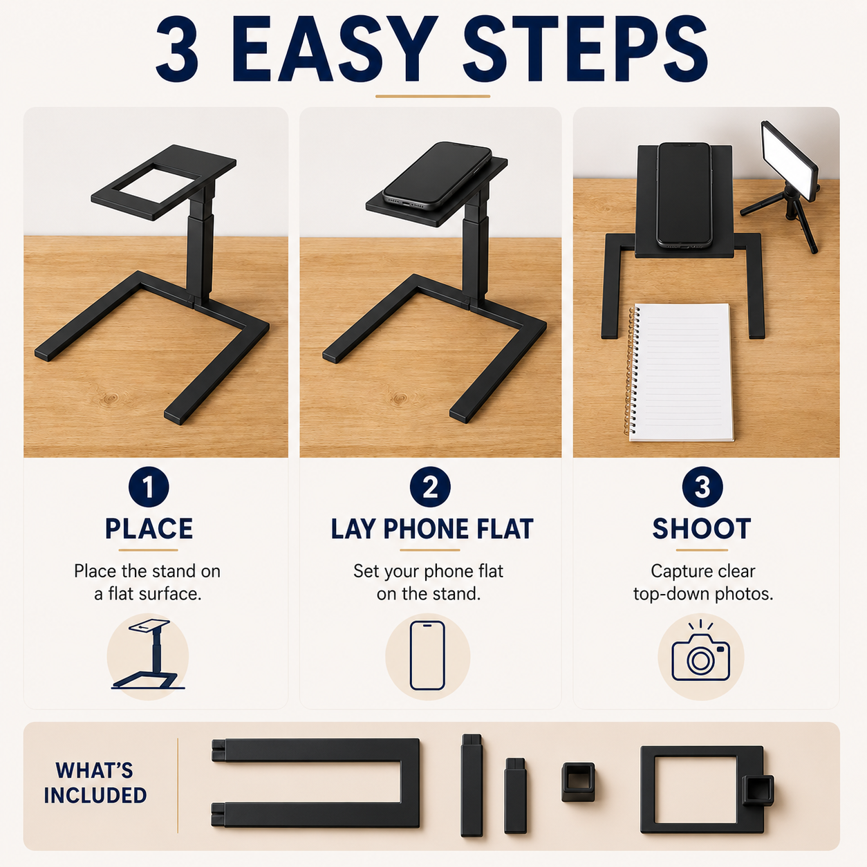 📱✨ Overhead Phone Camera Stand – Hands-Free Scanning, Filming & Content Creation