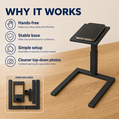 📱✨ Overhead Phone Camera Stand – Hands-Free Scanning, Filming & Content Creation