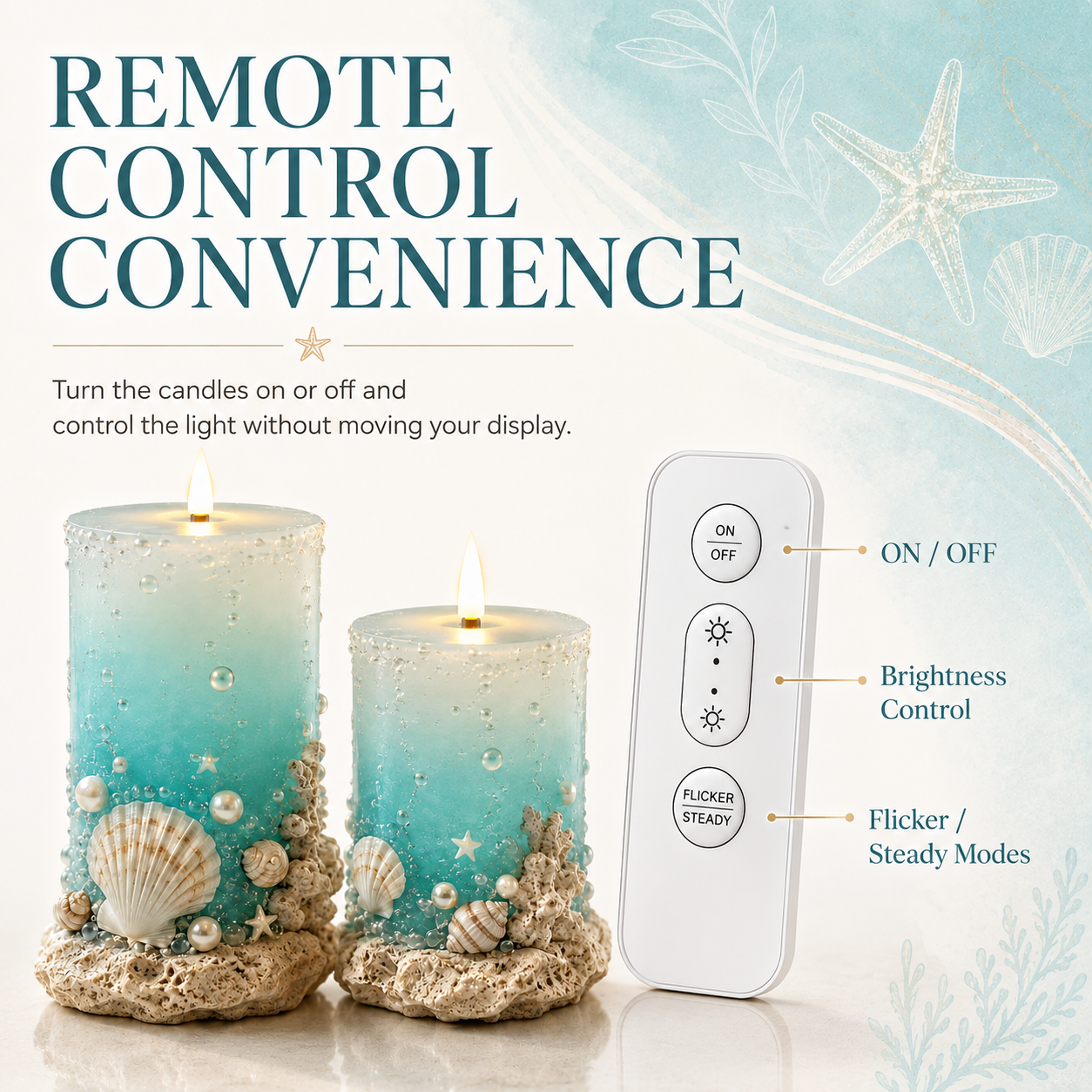 Coastal Sea Glass Flameless Candle Set