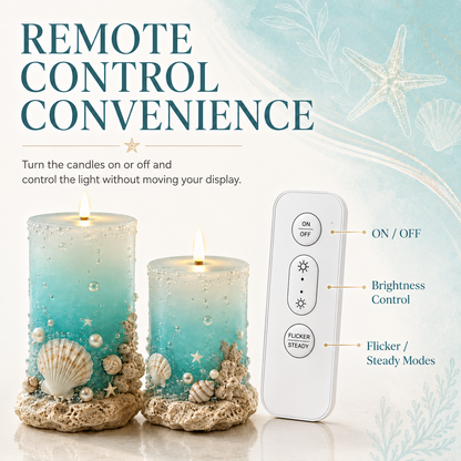 Coastal Sea Glass Flameless Candle Set