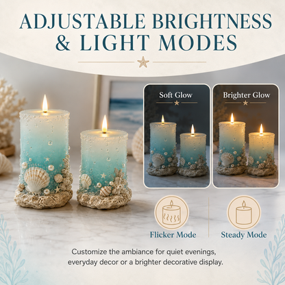 Coastal Sea Glass Flameless Candle Set