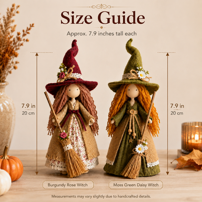 Whimsical Harvest Witch Dolls — Set of 2