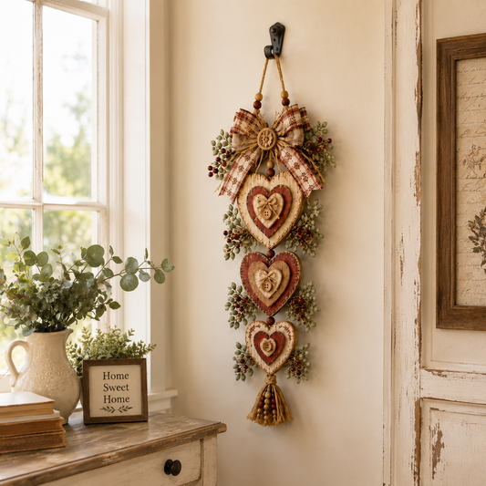 Vintage Farmhouse Layered Heart Wall Hanging