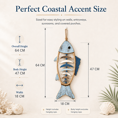 🐟✨ Lighted Coastal Rope Fish Wall Hanging