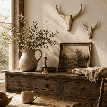 Vintage Distressed Longhorn Wall Sculpture