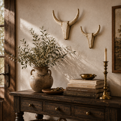 Vintage Distressed Longhorn Wall Sculpture