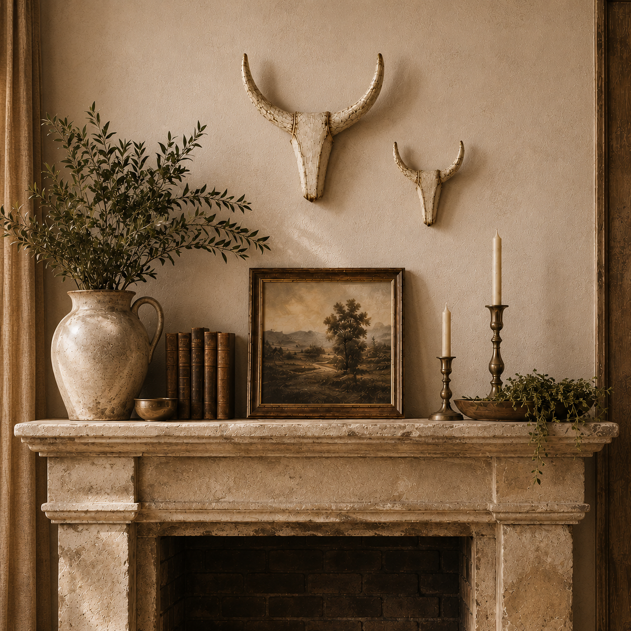 Vintage Distressed Longhorn Wall Sculpture
