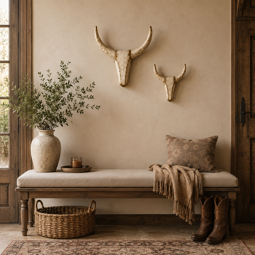 Vintage Distressed Longhorn Wall Sculpture