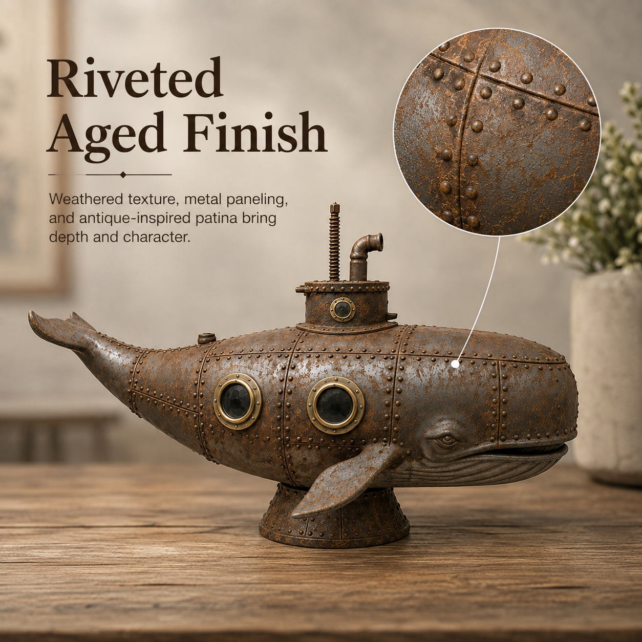 Vintage Mechanical Whale Sculpture