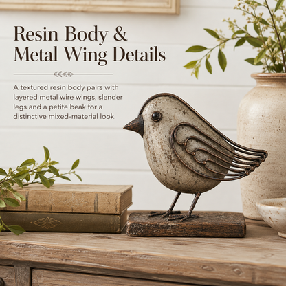 Vintage  Wire Wing Bird Sculpture