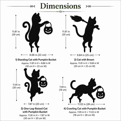 🐈‍⬛ Playful Metal Black Cat Garden Stakes – Set of 4 for Fall & Halloween Décor