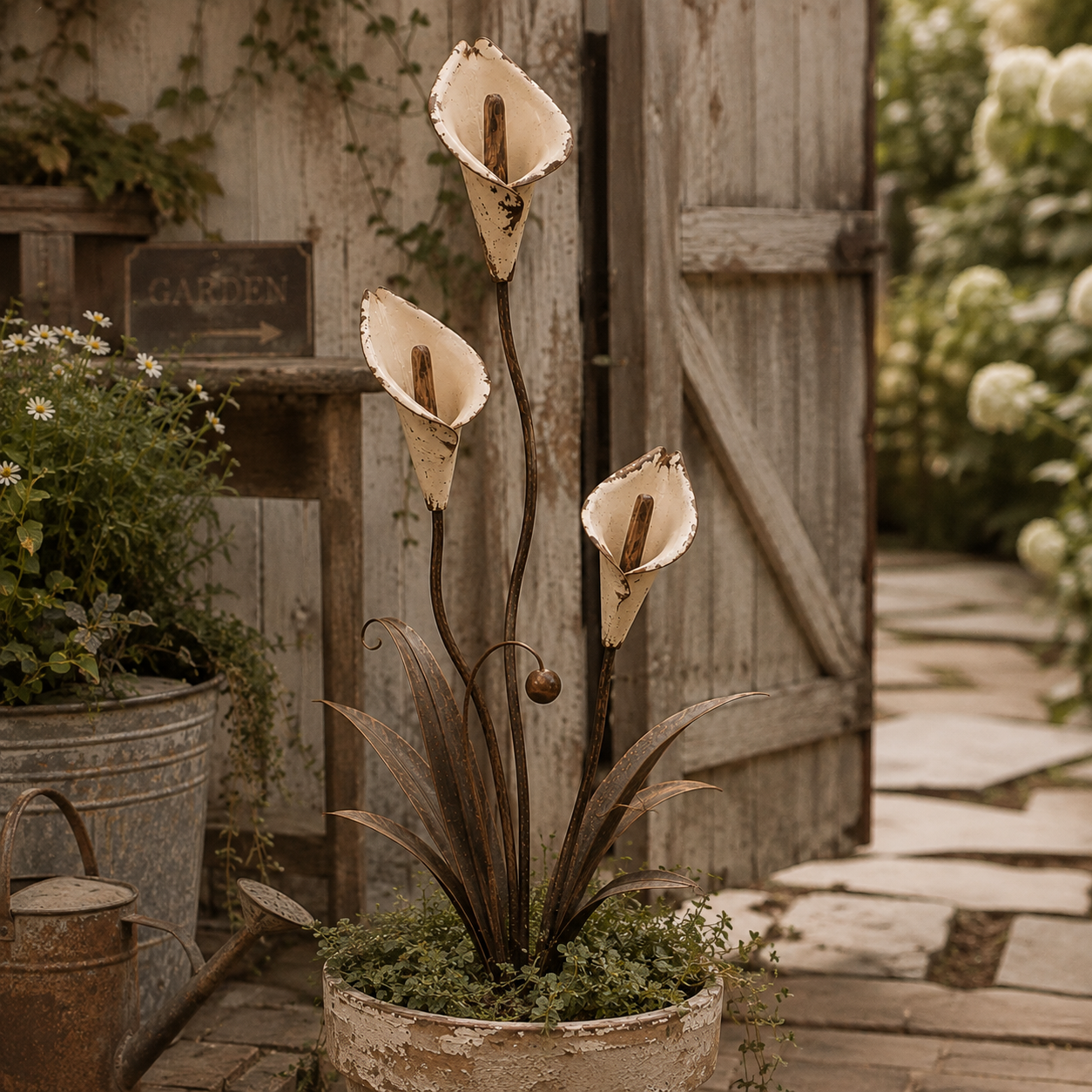Vintage Metal Calla Lily Garden Stake