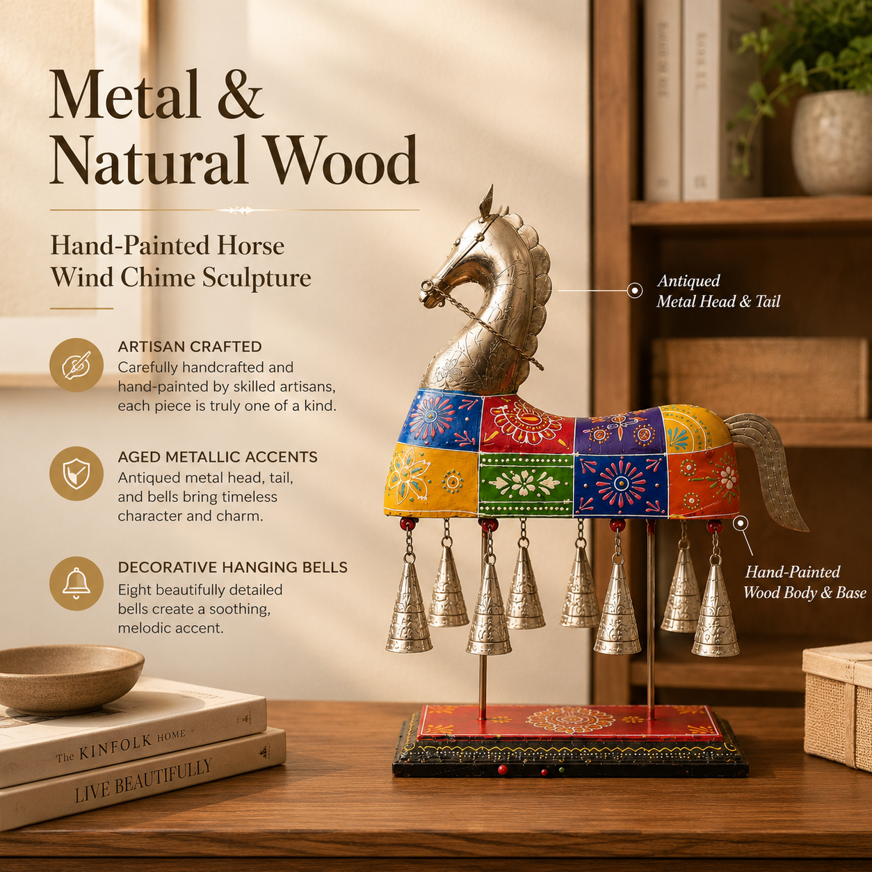 🐎Hand-Painted Horse Wind Chime Sculpture